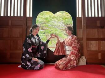 Katsuyama the Town of Noren Walking around the Town Wearing Kimono Experience